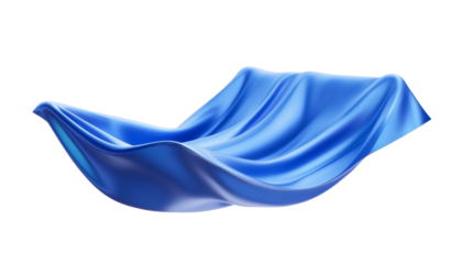 blue fabric isolated on transparent background cutout