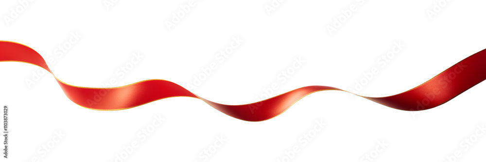 Poster red ribbon bow floating isolated on transparent background cutout
