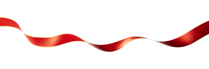 red ribbon bow floating isolated on transparent background cutout