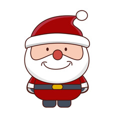 ilustration vector graphic cartoon character of cute santa claus mery chrismas in doodle kawai line art style suitable for children book, tshirt, apparel, children product