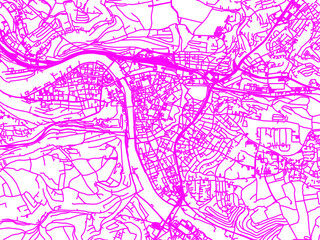 Fototapeta premium Neon Style Road Map overlay of Wurzburg, Germany in in Bright Pink.