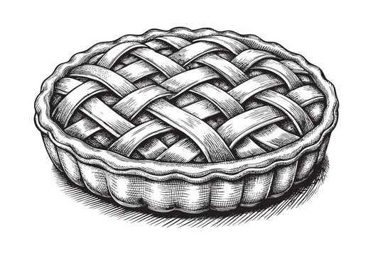 apple pie sketch hand dawn drawing vector illustration
