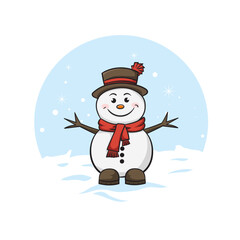 Vector cute snowman symbolizing Christmas in winter and isolated on a white background
