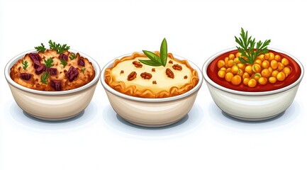 Assorted vegetarian dishes showcasing rich flavors and diverse ingredients inspired by traditional cuisine