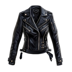 Black leather jacket view for woman