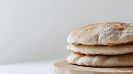 Baked Pita Bread on Wooden Board Photo