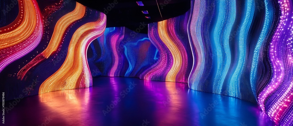 Poster vibrant led lights create a captivating and futuristic stage setting showcasing dynamic movement and