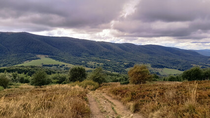 Landscape of Bieszczady Mountains.