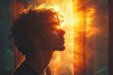 A beautiful person silhouette in morning generative AI picture