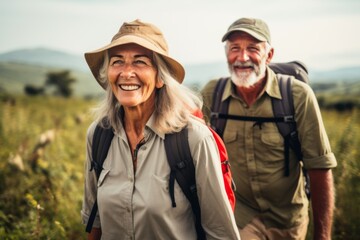 Fototapeta premium Portrait of a Active seniors on country walk