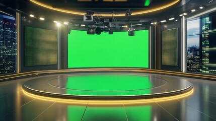 Modern TV Studio Green Screen Set