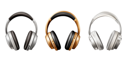  luxurious headphones isolated on white background