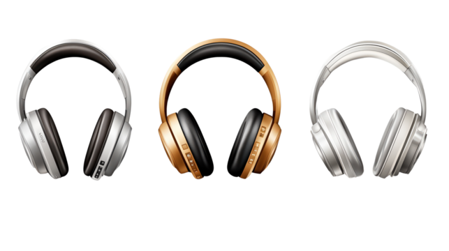 luxurious headphones isolated on white background - Powered by Adobe