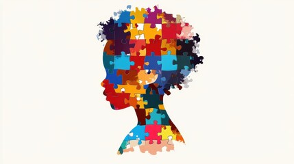 Obraz premium child silhouette made of colorful puzzle pieces
