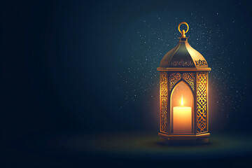 Islamic ramadan kareem celebration lantern with beautiful bokeh lights in the background.