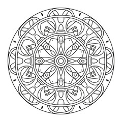Naklejka premium Simple and Easy Coloring Pages for Adults - Black and White Mandala Art.