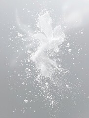Naklejka premium Close up of white powder particles in mid-air, energetic, dispersal, texture, studio, movement