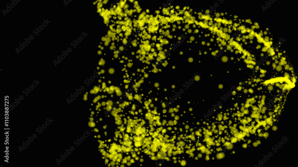 Poster dark abstract background with glowing particles . abstract colored pattern on black background,golde