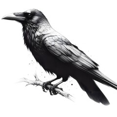 흰 배경, 까마귀, 펜슬 드로잉, jpeg (white background, crow, pencil drawing, jpeg)