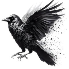 Obraz premium 흰 배경, 까마귀, 펜슬 드로잉, jpeg (white background, crow, pencil drawing, jpeg)