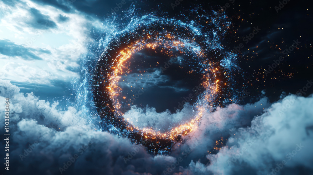 Poster exploring the digital matrix frame with code smoke technology virtual environment digital art abstra