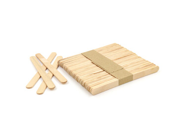 Popsicle stick on a white background. For work on inventions.