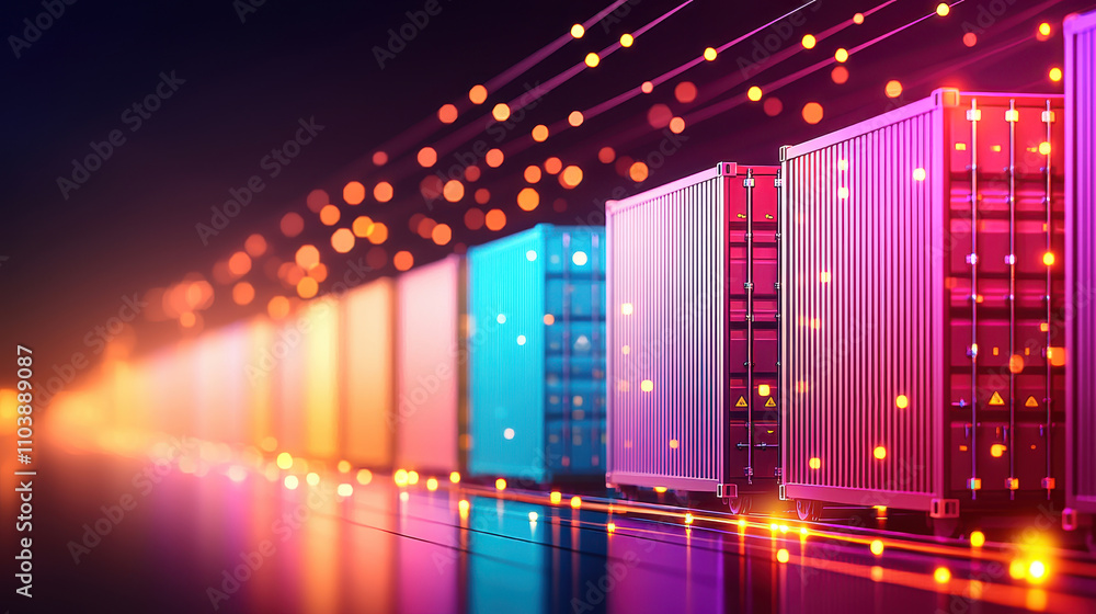 Poster digital presentation of logistics transportation concepts. a vibrant display of colorful shipping co