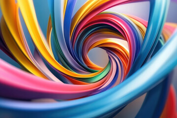Naklejka premium A vibrant swirl of colorful ribbons creating a dynamic, abstract design.