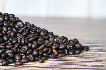 coffee beans on a wooden background