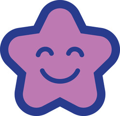 A smiling pink star with a blue outline