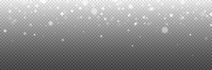 Christmas snowflakes on a transparent background. Snow flakes, snow background. Heavy snowfall, snowflakes in different shapes and forms.