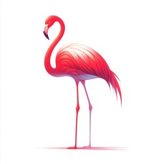 Obraz premium 흰 배경, 홍학, 파스텔화 (white background, Flamingo, pastel painting)