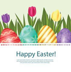 Easter Eggs and Tulips Greeting Card