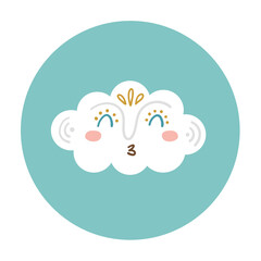 A cheerful cartoon cloud with a smiling face, suggesting a whimsical and playful theme.