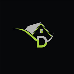Letter D House Logo Design Template Inspiration, Vector Illustration.