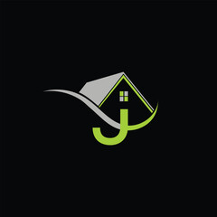 Letter J House Logo Design Template Inspiration, Vector Illustration.