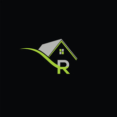  Letter R House Logo Design Template Inspiration, Vector Illustration.