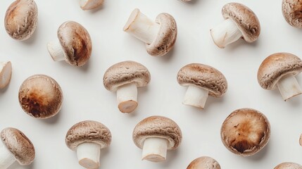 Fresh Mushrooms on White Background