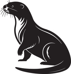 Otter silhouette vector art and illustration design.