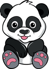 Fototapeta premium panda silhouette vector art illustration white background