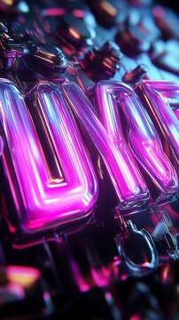 Glowing neon pink text "LYFE" on a dark, metallic, futuristic background.