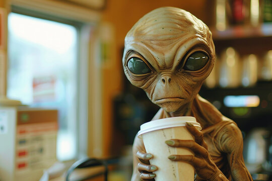 Image of extraterrestrial alien from outer space invading earth generative AI