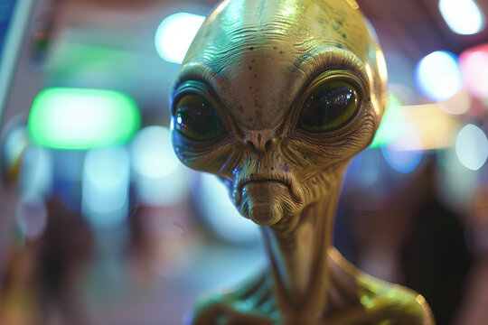 Image of extraterrestrial alien in glowing light generative AI