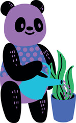 panda silhouette vector art illustration white background