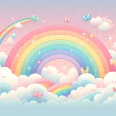 Pastel rainbow and cloud background