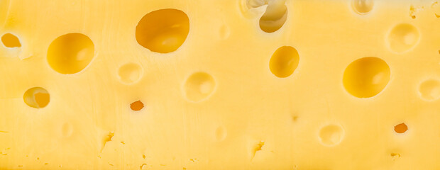 texture of the cheese holes background, Long banner format