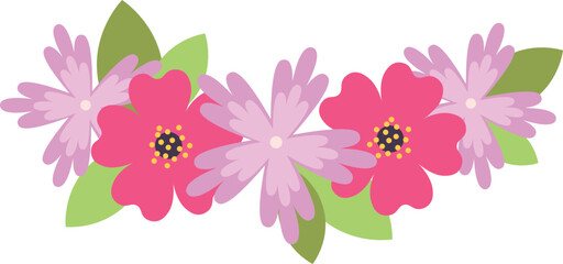 A pink flower bouquet with green leaves