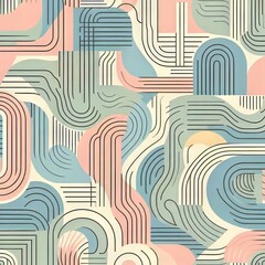 Seamless pattern featuring pastel-colored dynamic lines