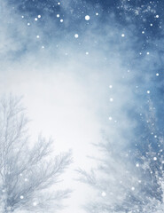 winter landscape with snow - abstract blue winter background with snow - Generative AI