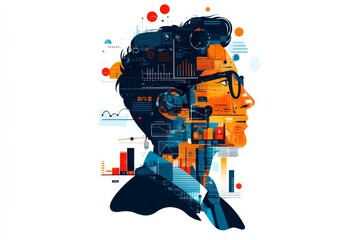 Conceptual flat business illustration on isolated white background